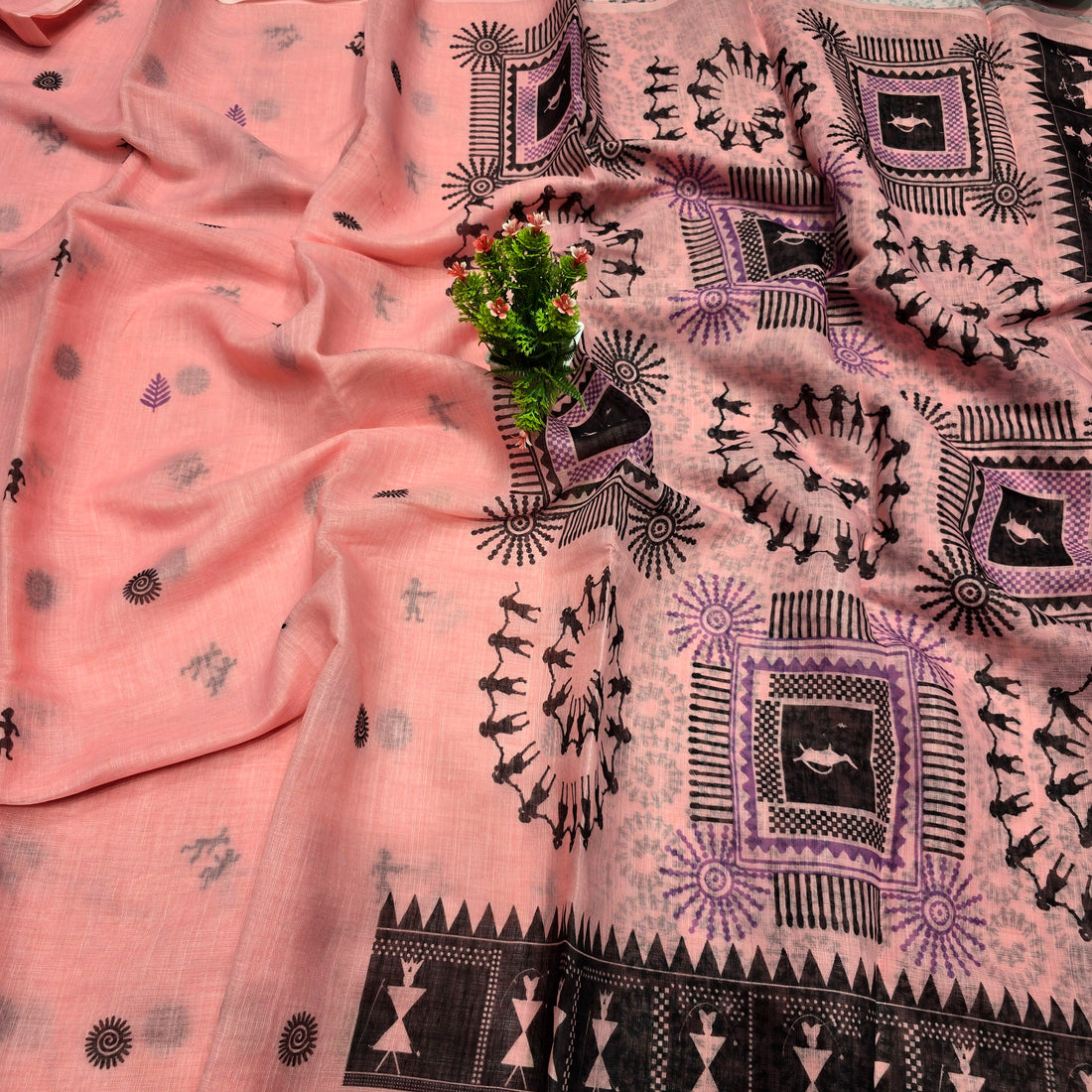 Tribal Print Linen Cotton Saree
