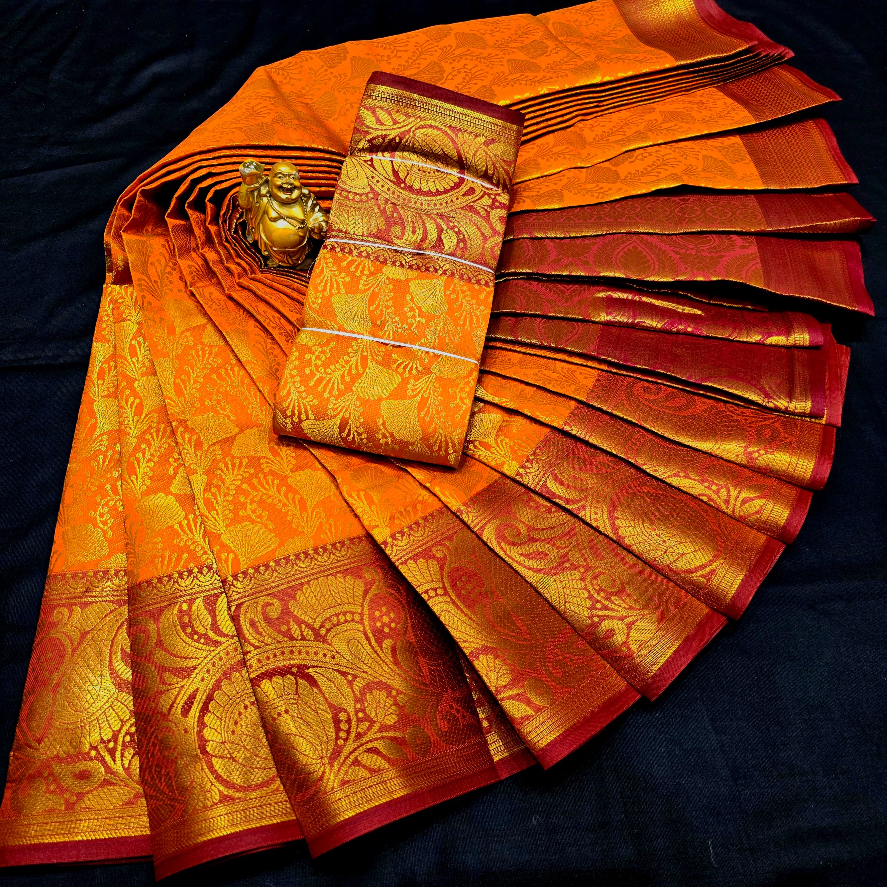 Orange Tissue Bridal Saree