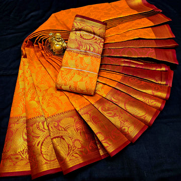 Orange Tissue Bridal Saree
