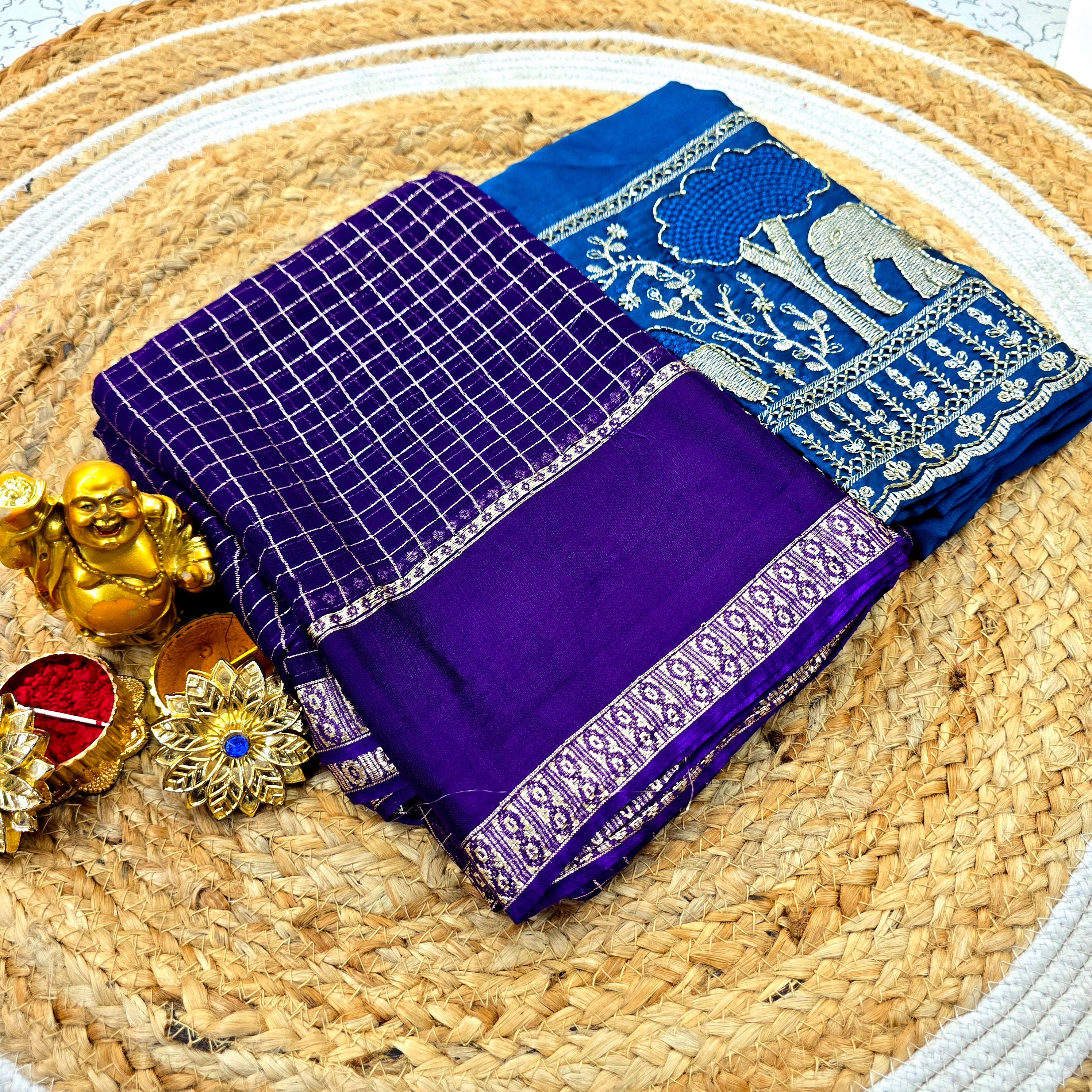 Georgette Blouse Work Saree
