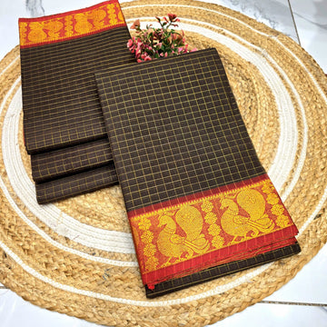 Pure Checked Cotton Saree