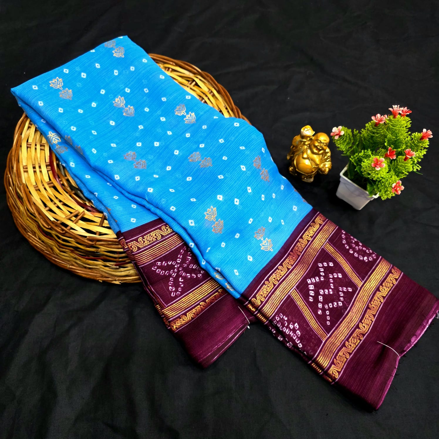 Bandhani Foil Work Saree