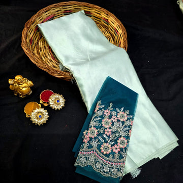 Satin Blouse work Saree