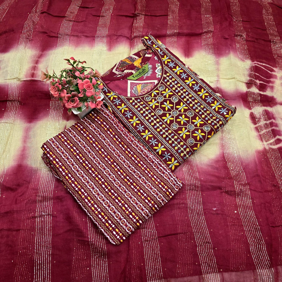 Embroidered Cotton Chudi Set