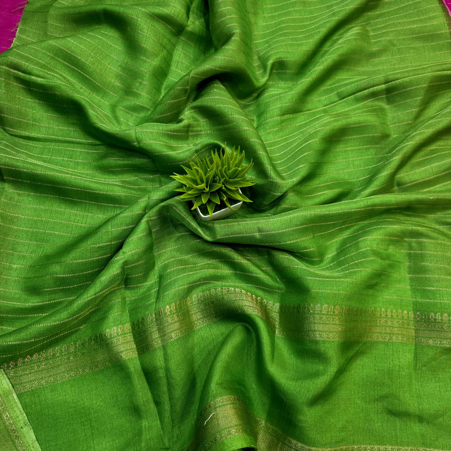 Pink Checked Dola Silk Saree