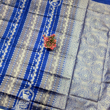 Silver Zari Vairaoosi Design Silk Saree