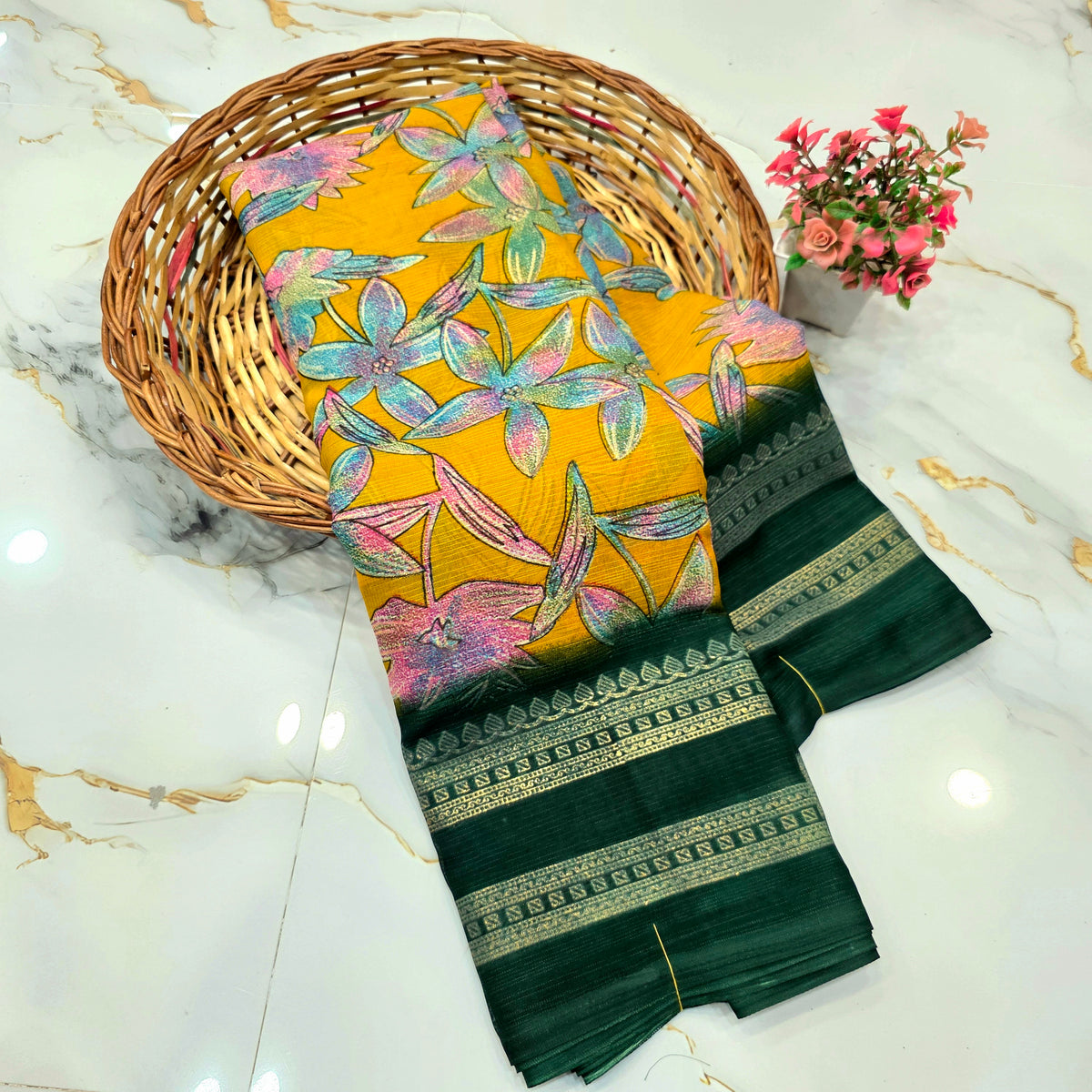 Diwali Special Foil Printed Silk Saree
