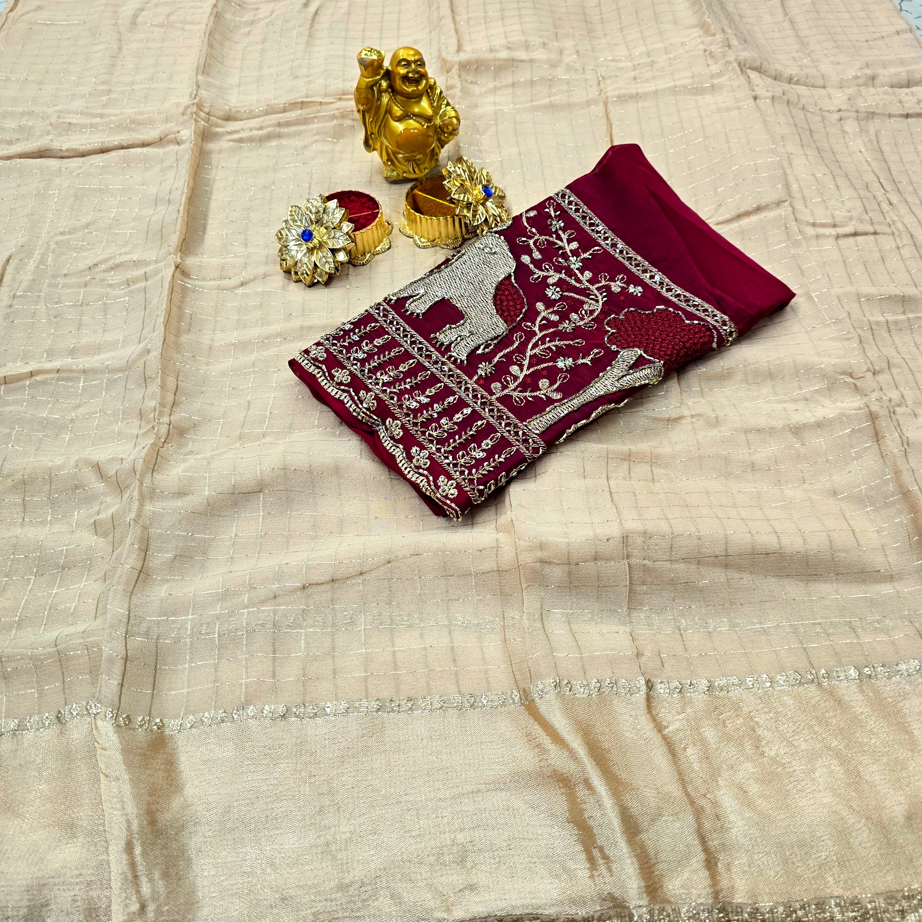 Georgette Blouse Work Saree
