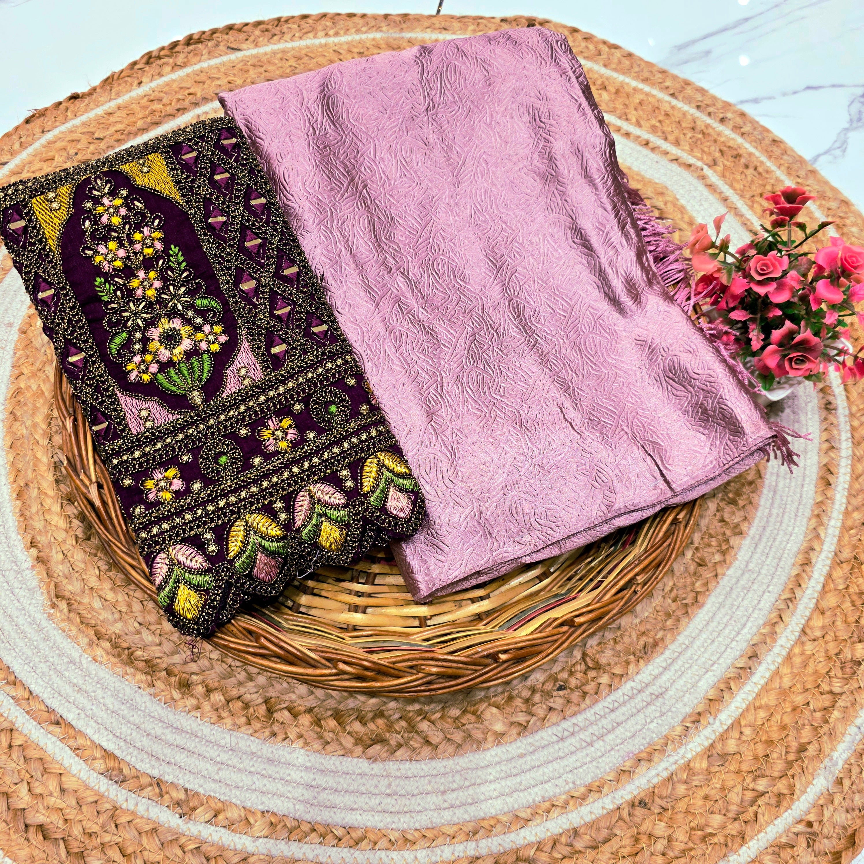 VR Satin Blouse Work Saree