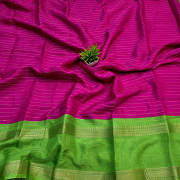 Pink Checked Dola Silk Saree