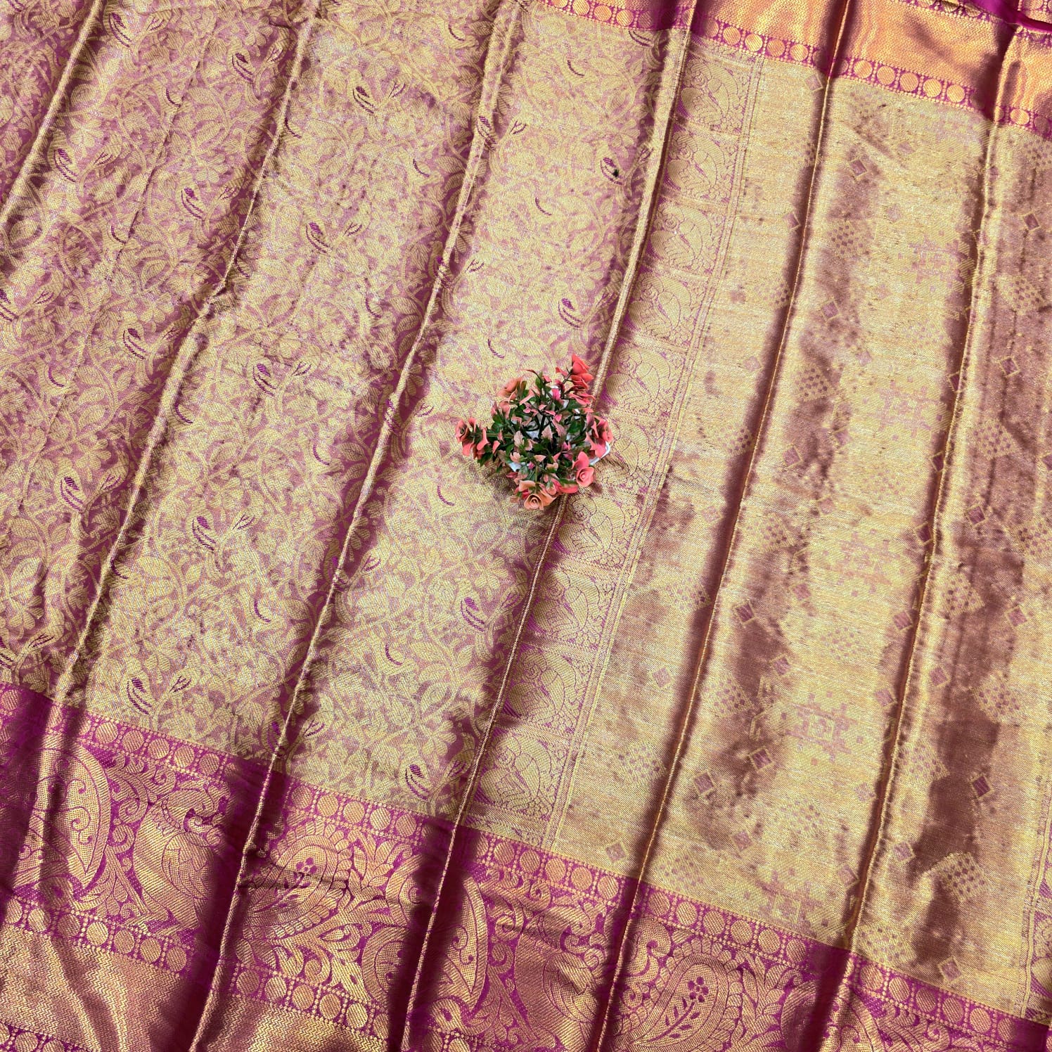 One Gram Gold Saree With Contrast Border ( same colour only dispatch )