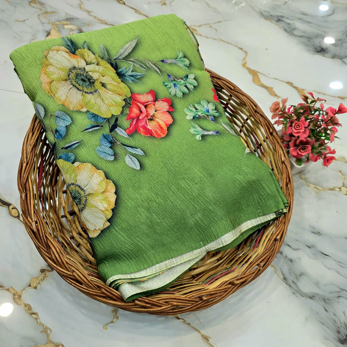 Digital Crush Type Silk Saree ( Same Colour Only Dispatch