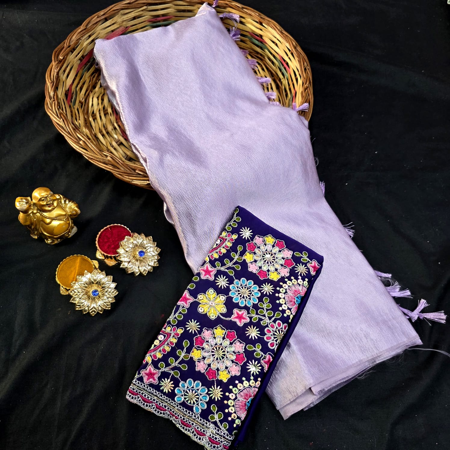 Satin Blouse work Saree