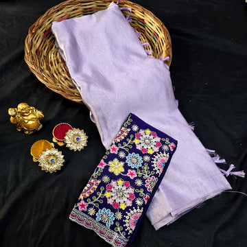 Satin Blouse work Saree