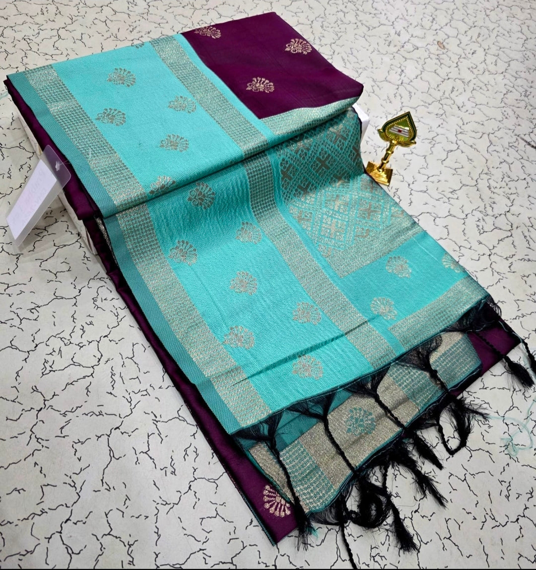 Own Production Kanchi Soft Trending Purple with aqua Blue