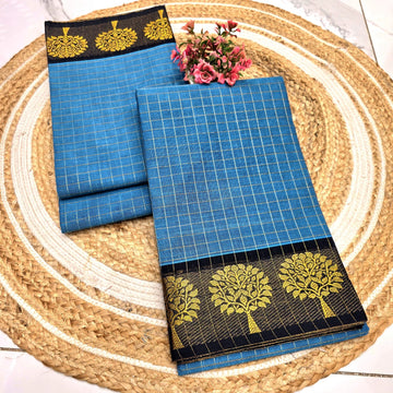 Pure Checked Cotton Saree
