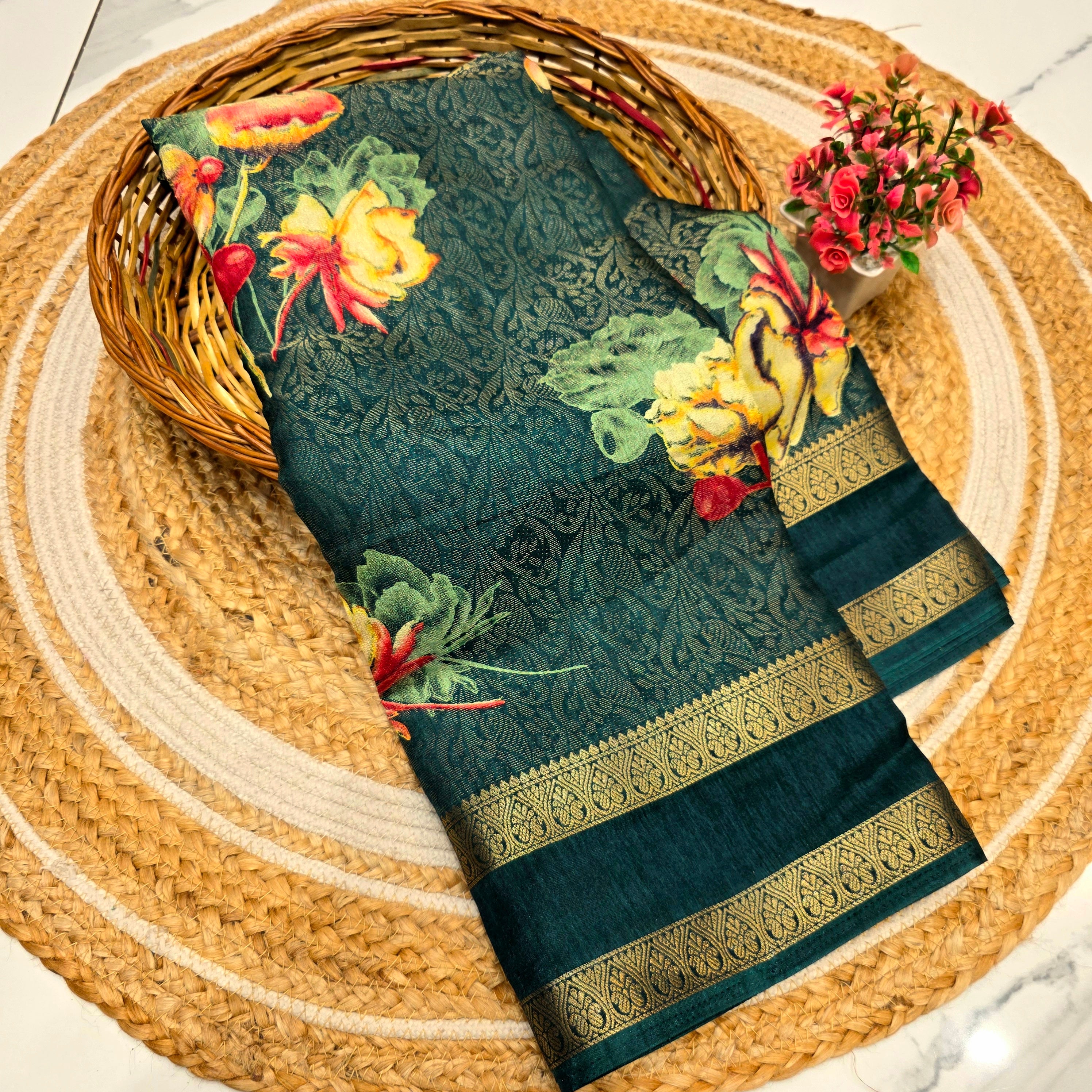 Fancy Floral Printed Design Saree