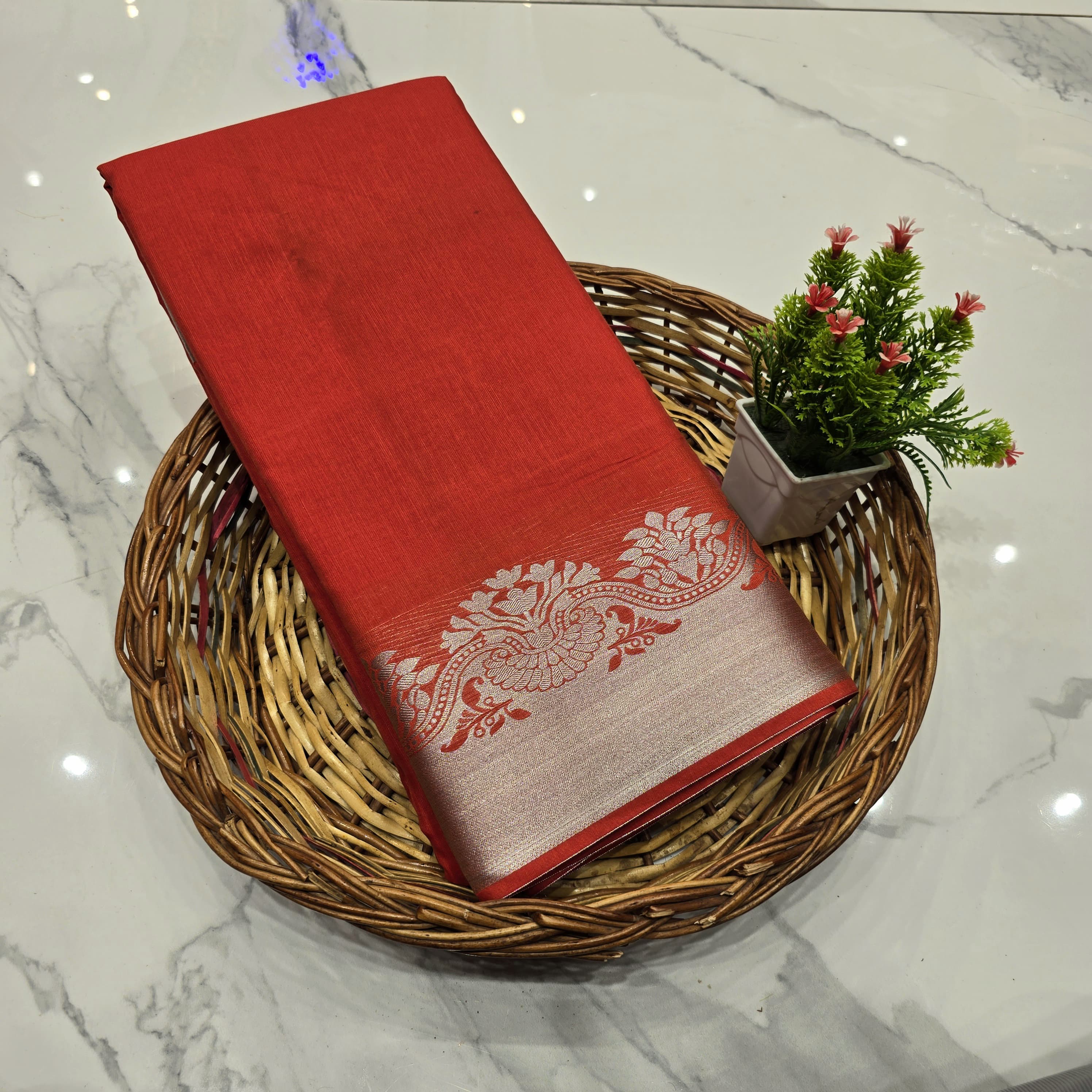 Silver Zari Aadi Offer Saree