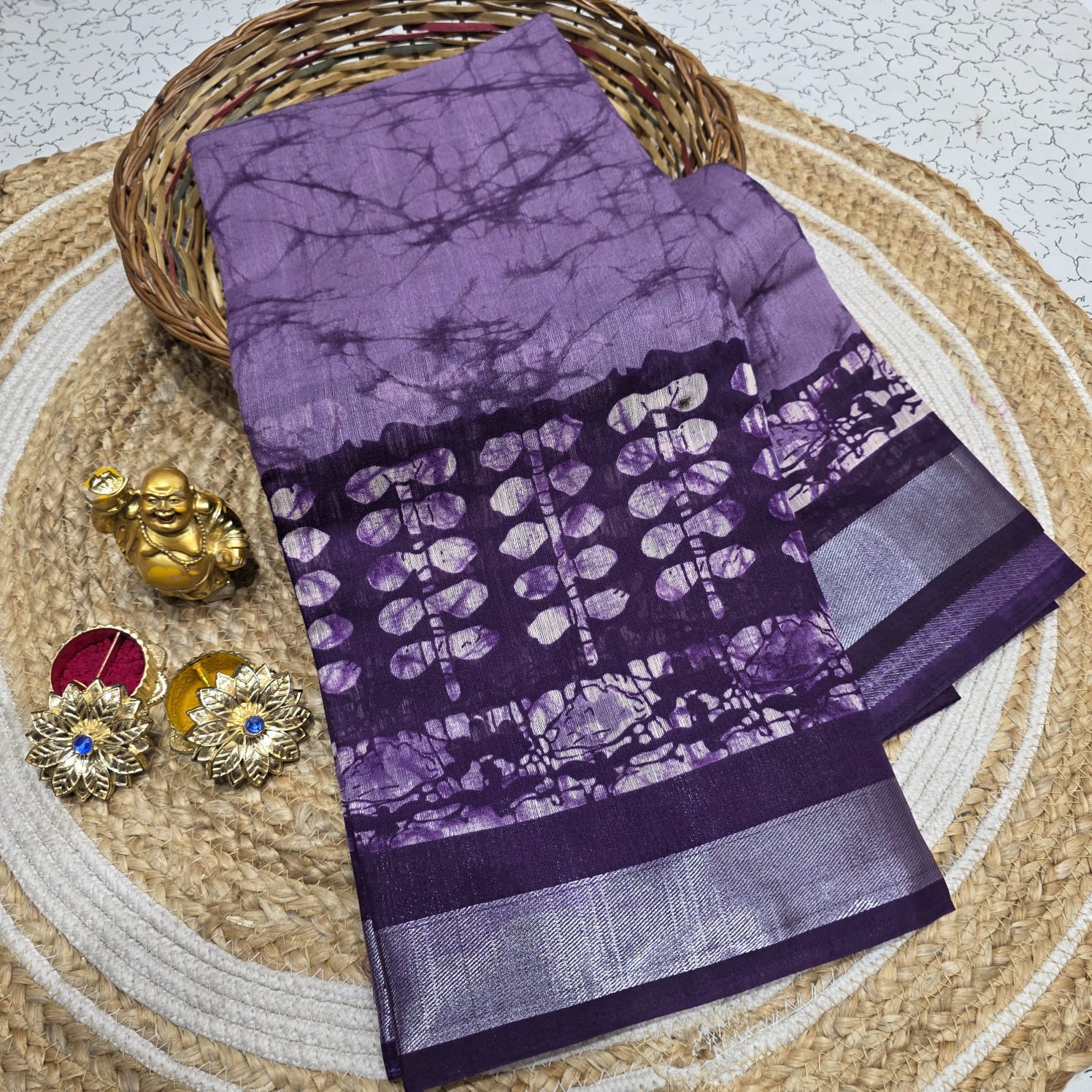 Elegant Batik Cotton Silk Saree
