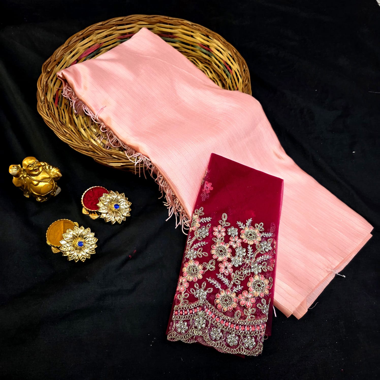 Satin Blouse work saree