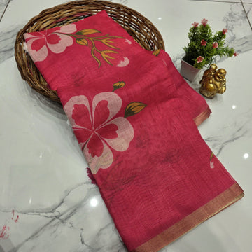 Floral Linen Cotton Saree