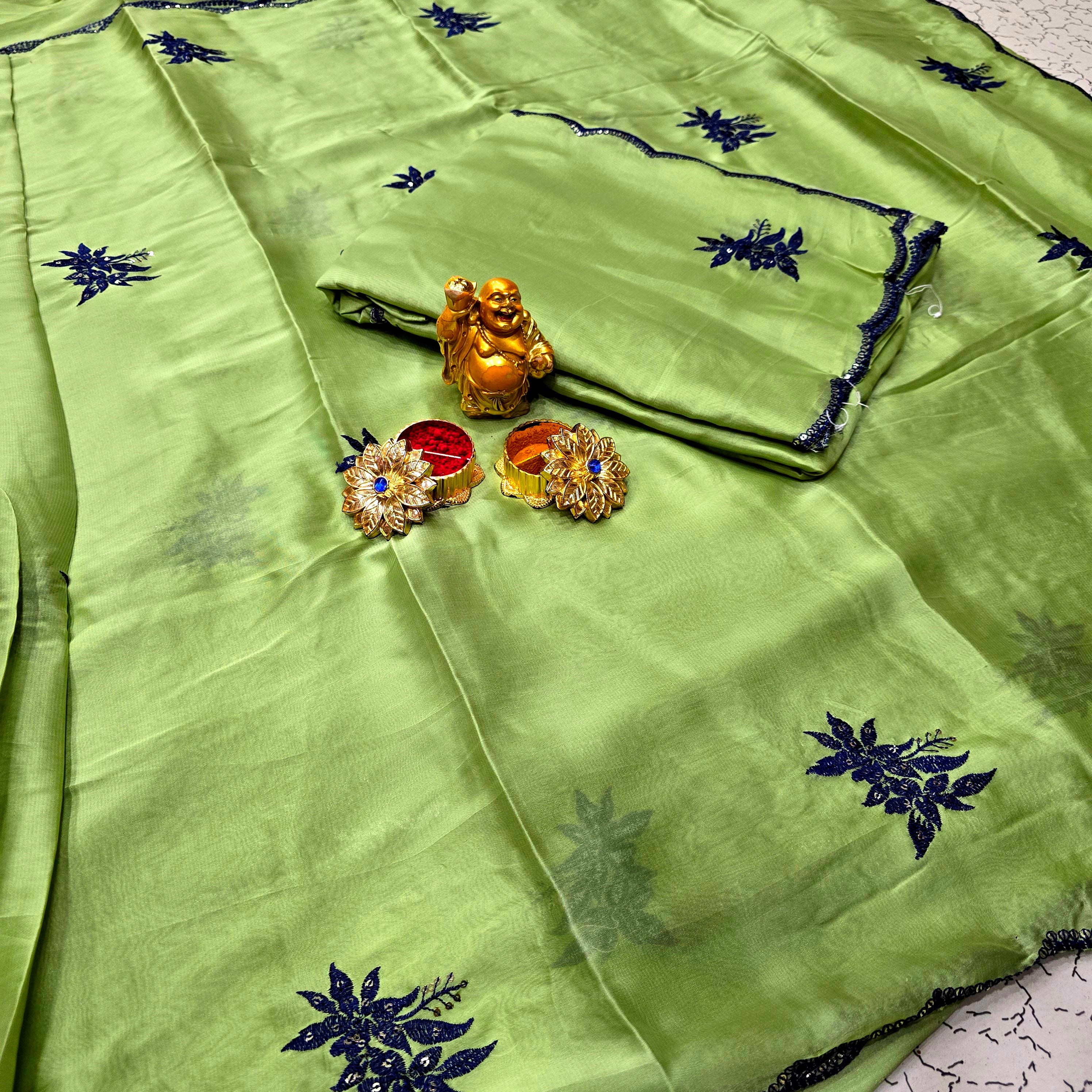 Elegant Georgette Embroidery Work Saree