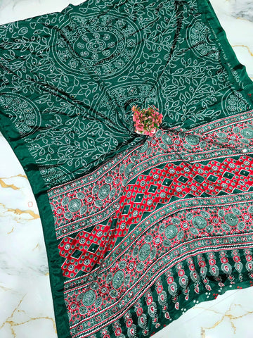 Kalamkari Printed Mirror work Saree