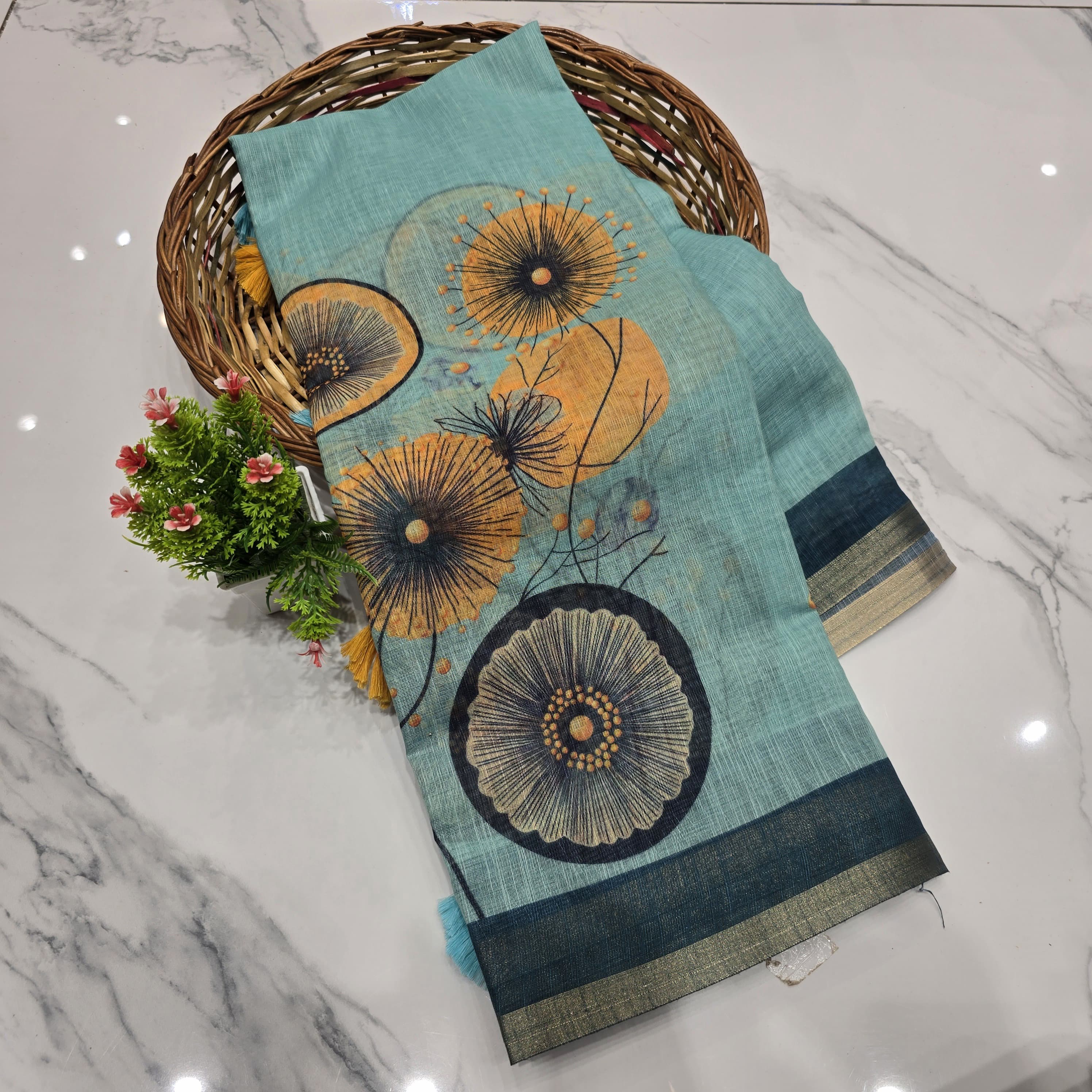 Premium Linen Cotton Saree