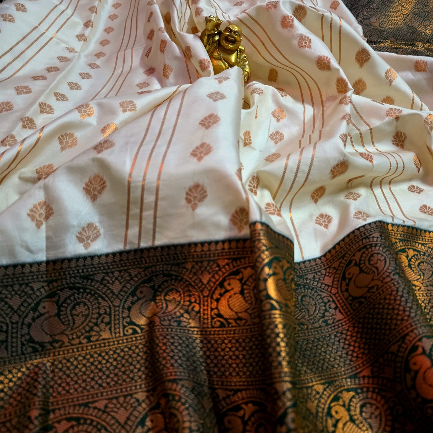 Semi Kanchi Bridal Saree - Cream