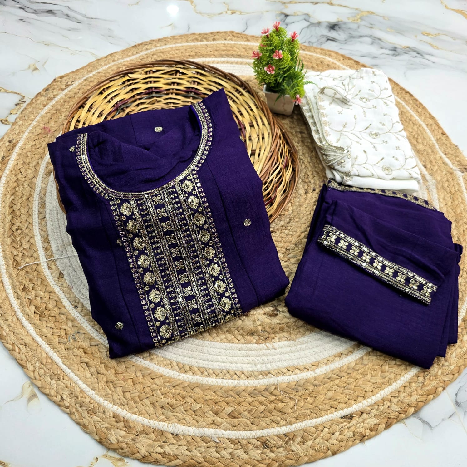 Jamdani 3-Pcs Kurti Set