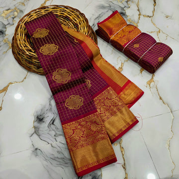 Classic Checked Vairaoosi Silk Saree ( Same Colour Only Dispatch )