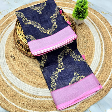 Linen Necklace Design Saree