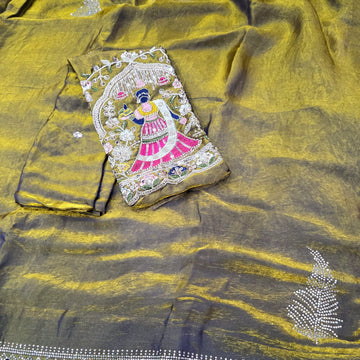 Party Wear Embroidered Space Silk Saree
