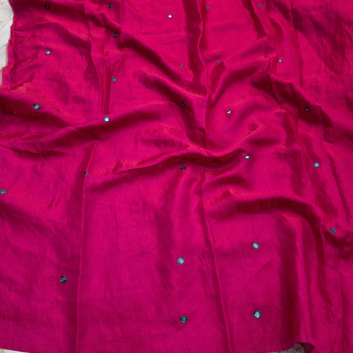 Space Silk Mirror Work Saree