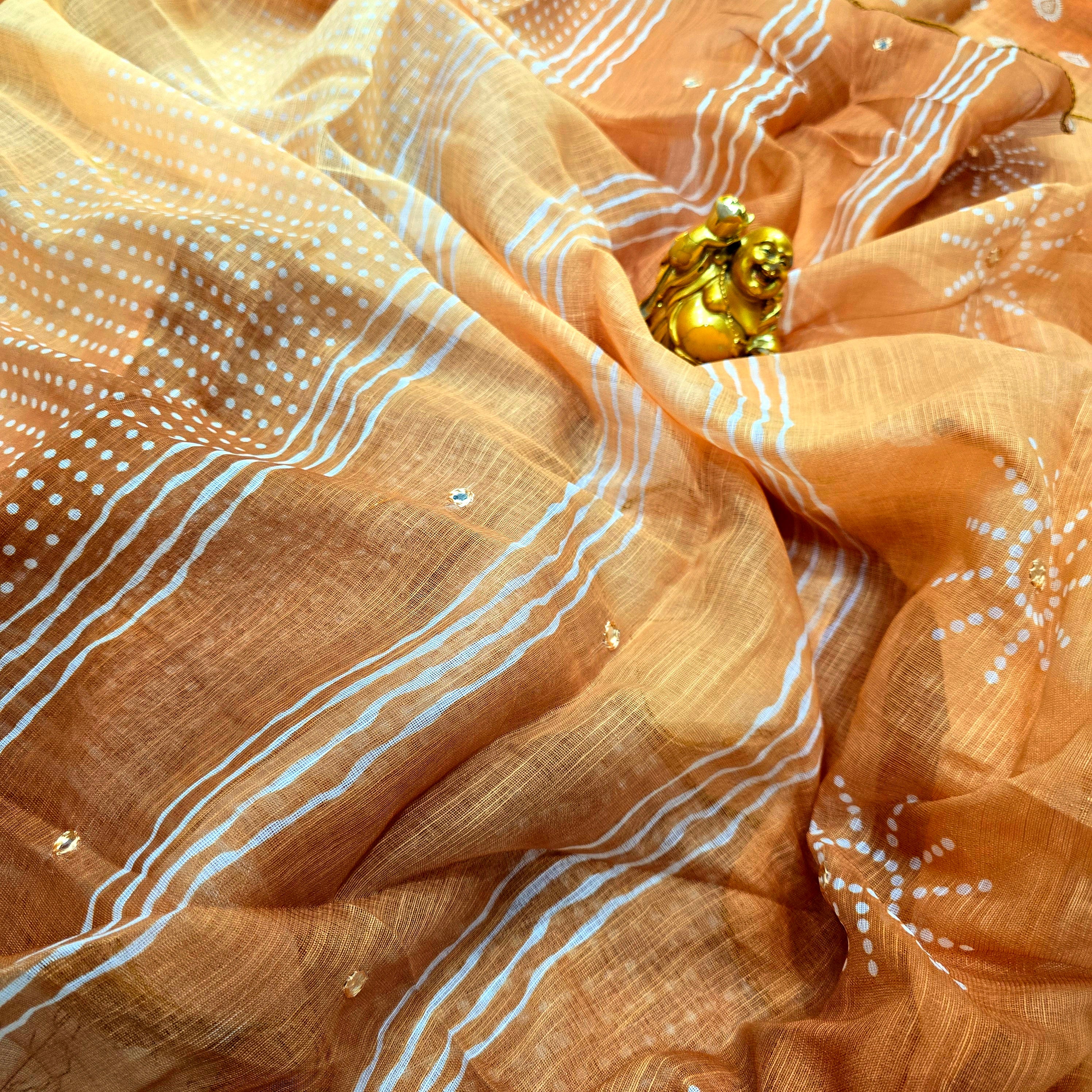Soft Linen cotton Mirror work Saree