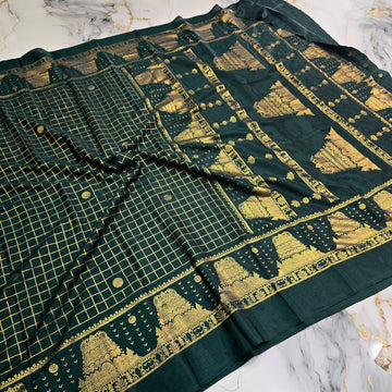Gopuram Design Foil Print Saree