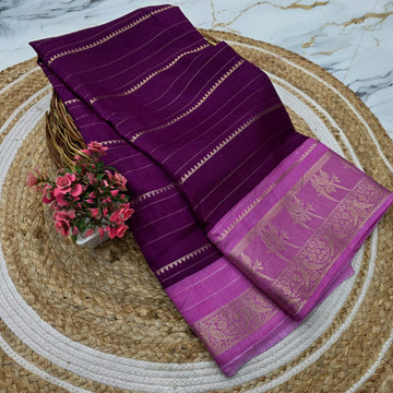 Dola Silk Zari Border with Peacock Design Saree ( Same colour only dispatch )