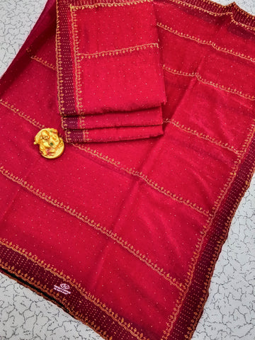 Full stone work Space Silk Sarees