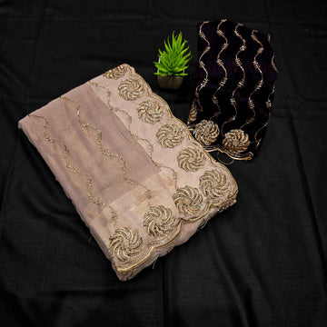 Party Wear Embroidered Silk Saree