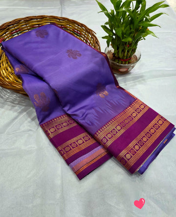 Luxury Golden Zari Soft Silk - Lavender