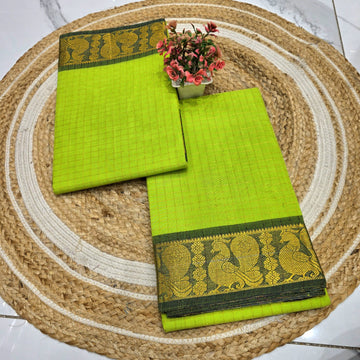 Pure Checked Cotton Saree