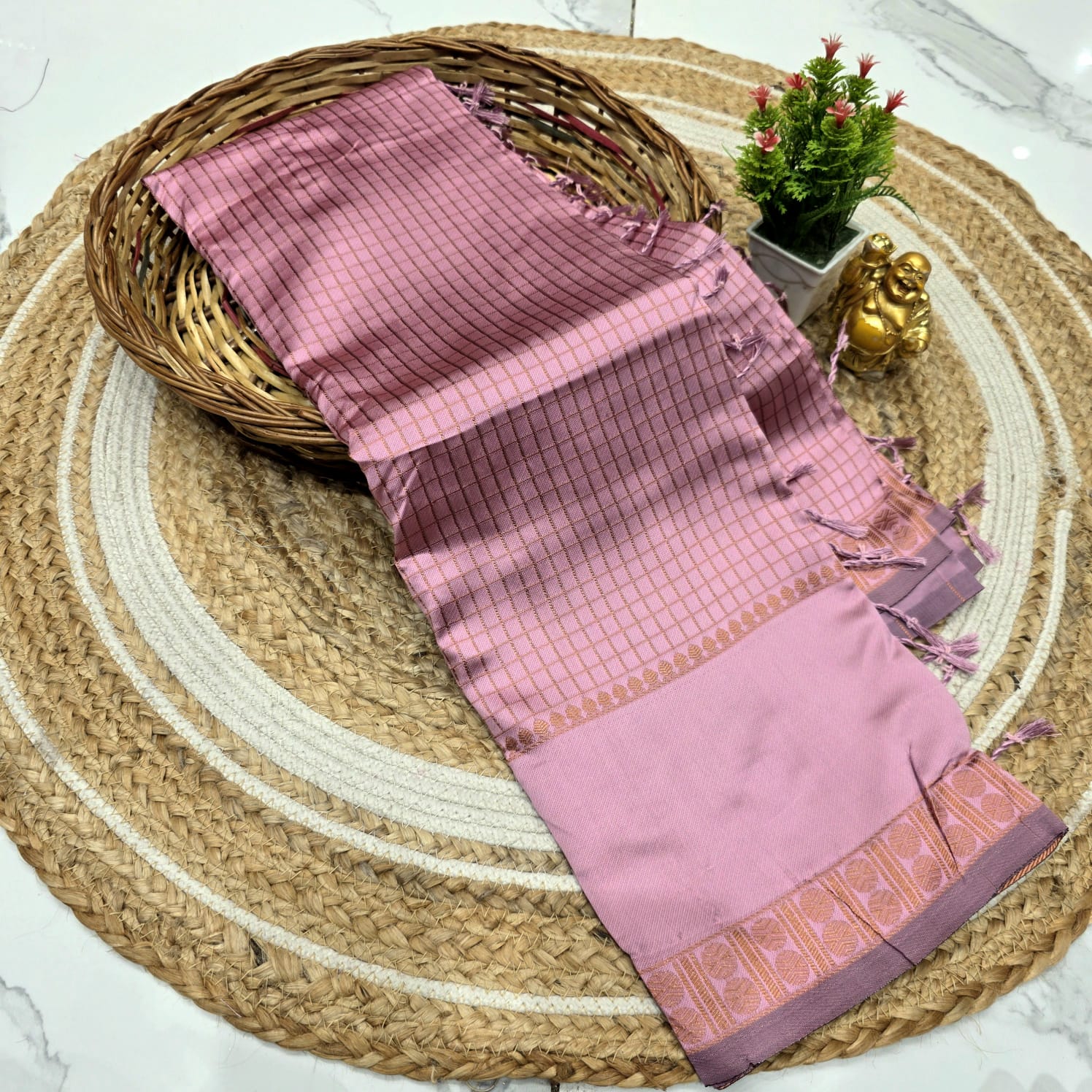 Elegant Checked Silk Saree