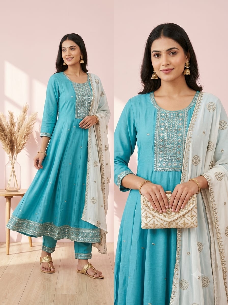 Jamdani 3-Pcs Kurti Set