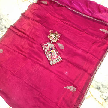 Party Wear Embroidered Space Silk Saree