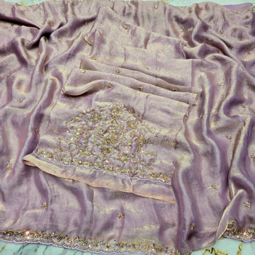 Diwali Special Party Wear Embroidered Organza Saree