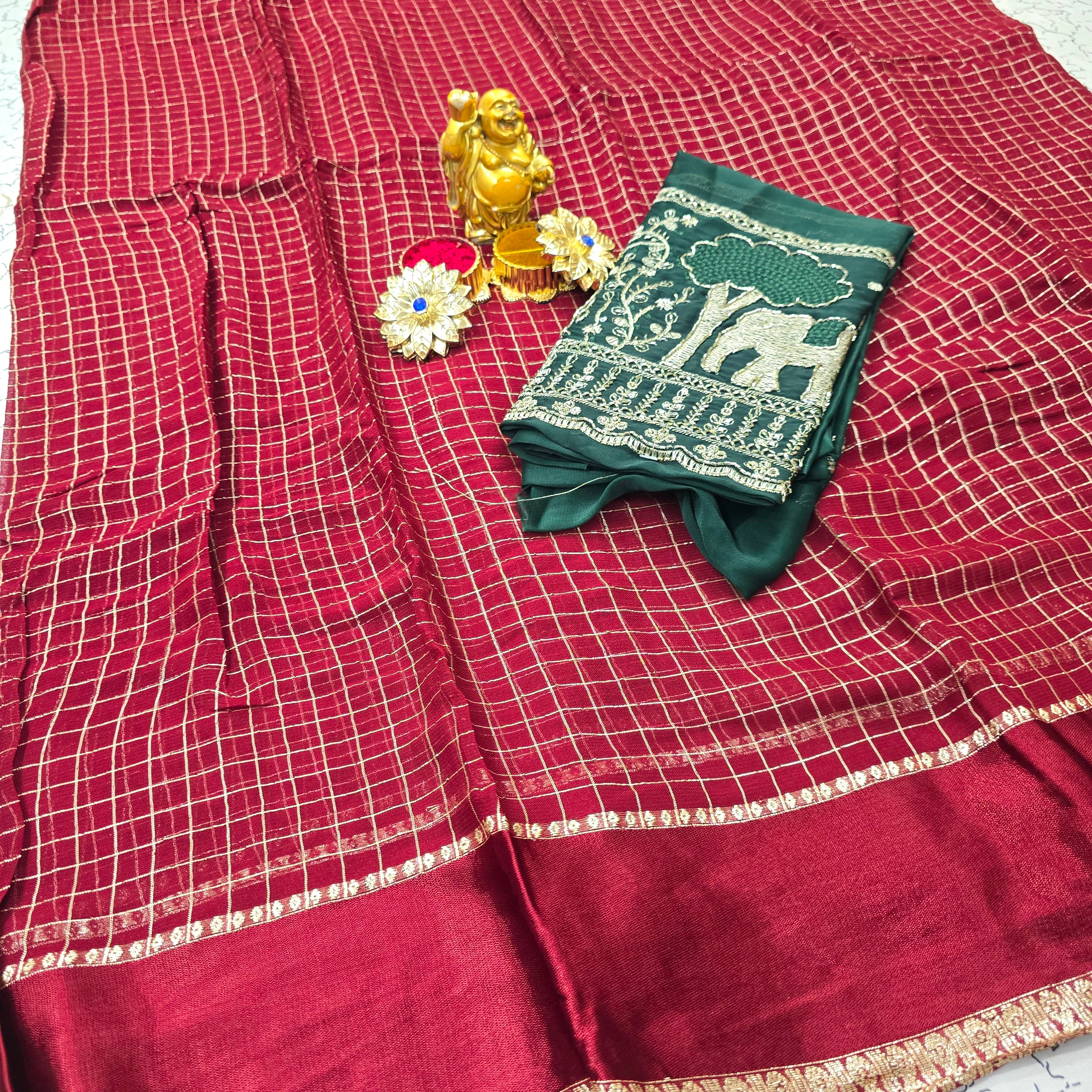 Georgette Blouse Work Saree