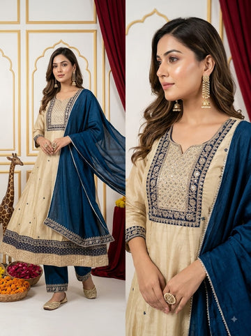 Embroidered Anarkali Kurti Set