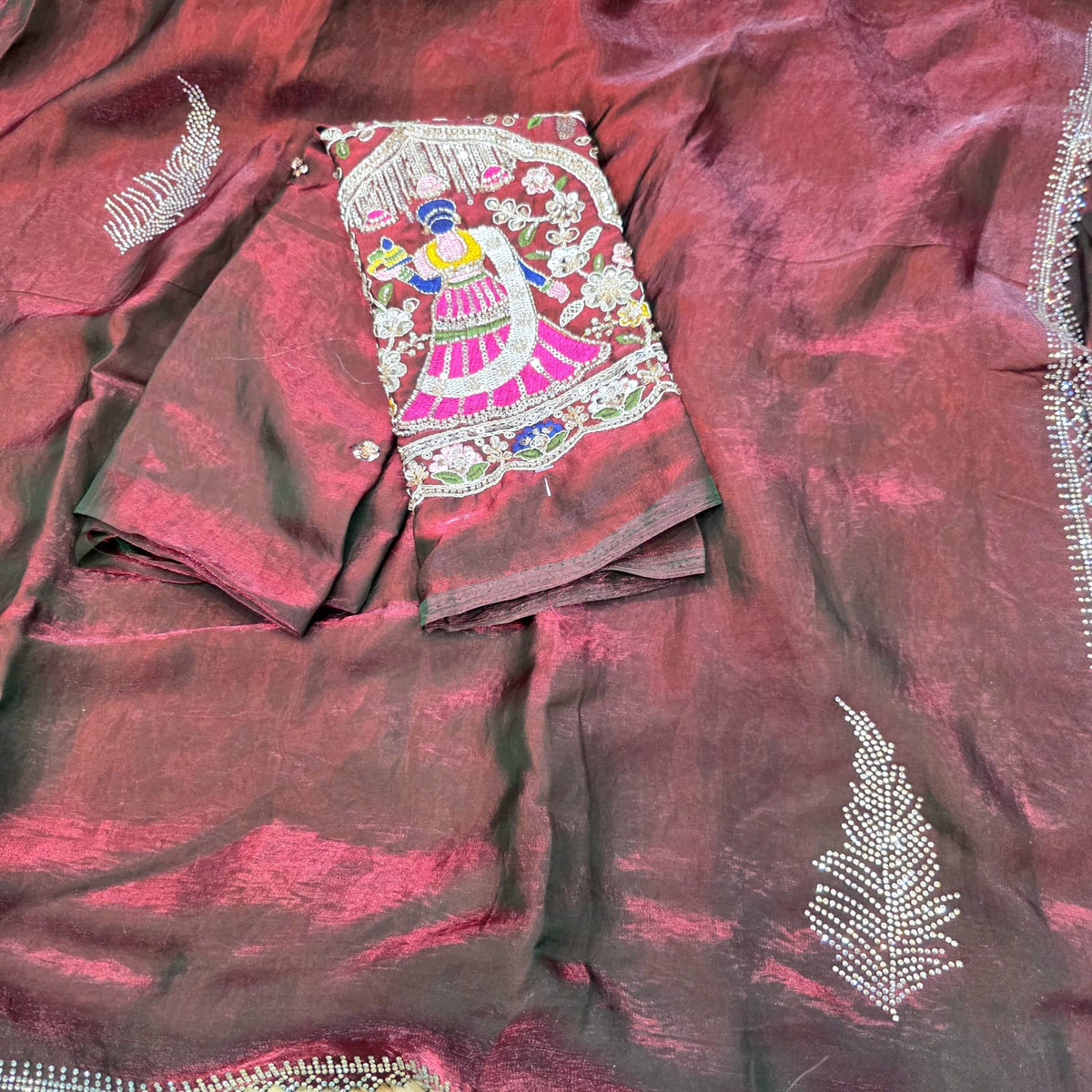 Party Wear Embroidered Space Silk Saree