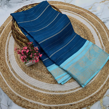 Dola Silk Zari Border with Peacock Design Saree ( same colour only dispatch )