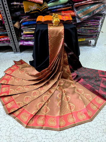 Kubera Semi Silk saree - Peach